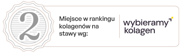 Odznaka świadcząca o jakości produktu - 2 miejsce w rankingu kolagenów na stawy dla Collagen Your Skin